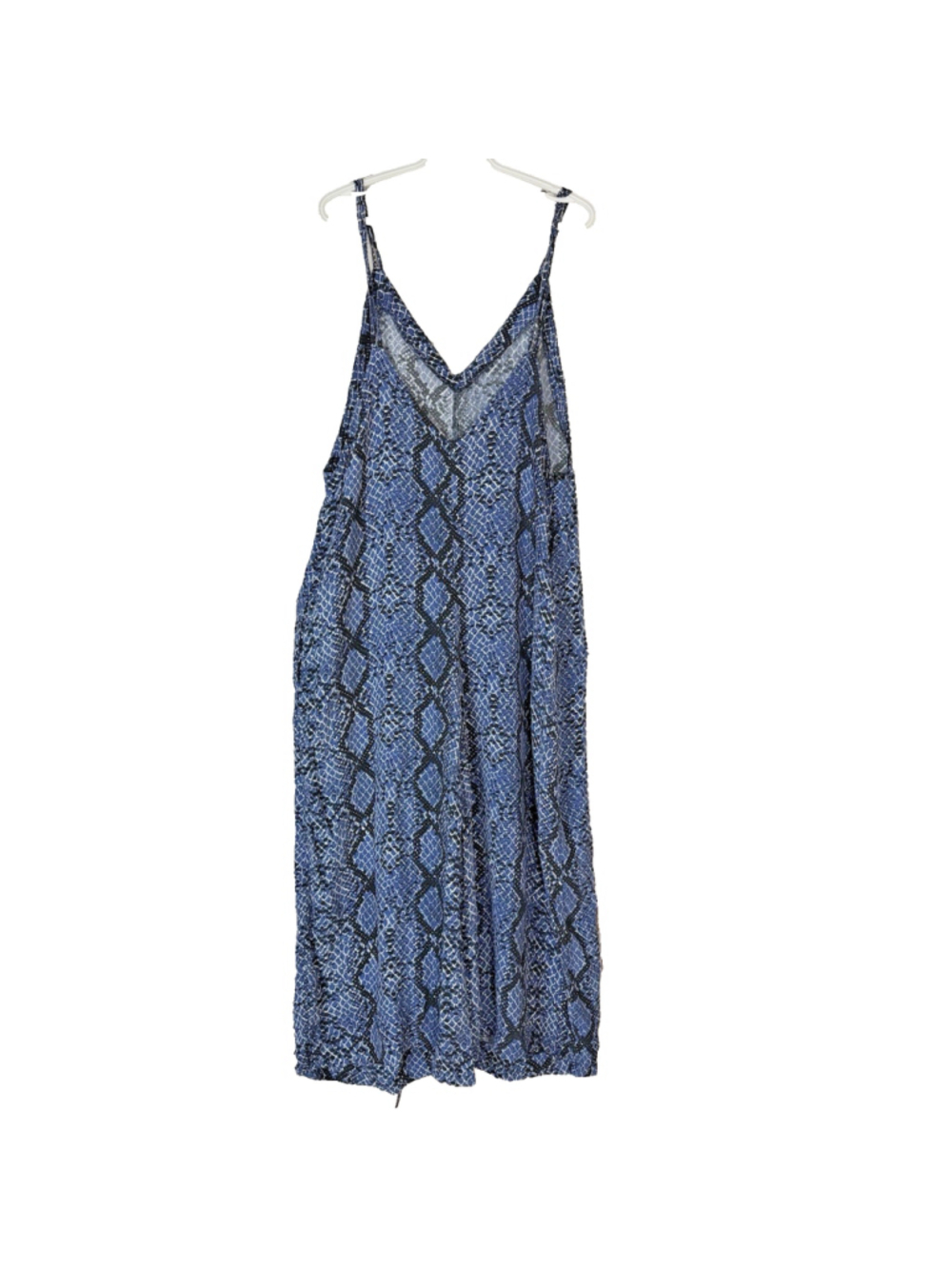 Free People Blue Reptile Print Strappy Oversized Wide Let Jumpsuit Sz. M - Picture 8 of 16